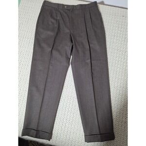 Tommy Hilfiger Trousers Mens 36x30 Brown Excellent Vintage Pleated Cuffed Pants